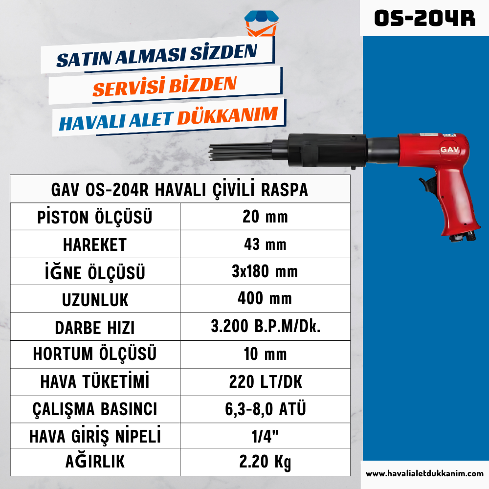 GAV OS-204R Havalı Çivili Raspa