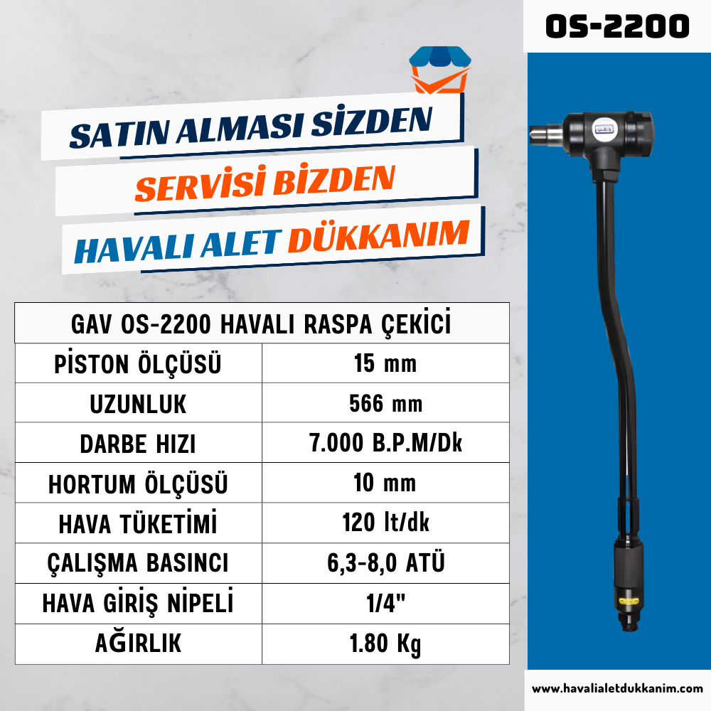 GAV OS-2200 Havalı Raspa Çekici