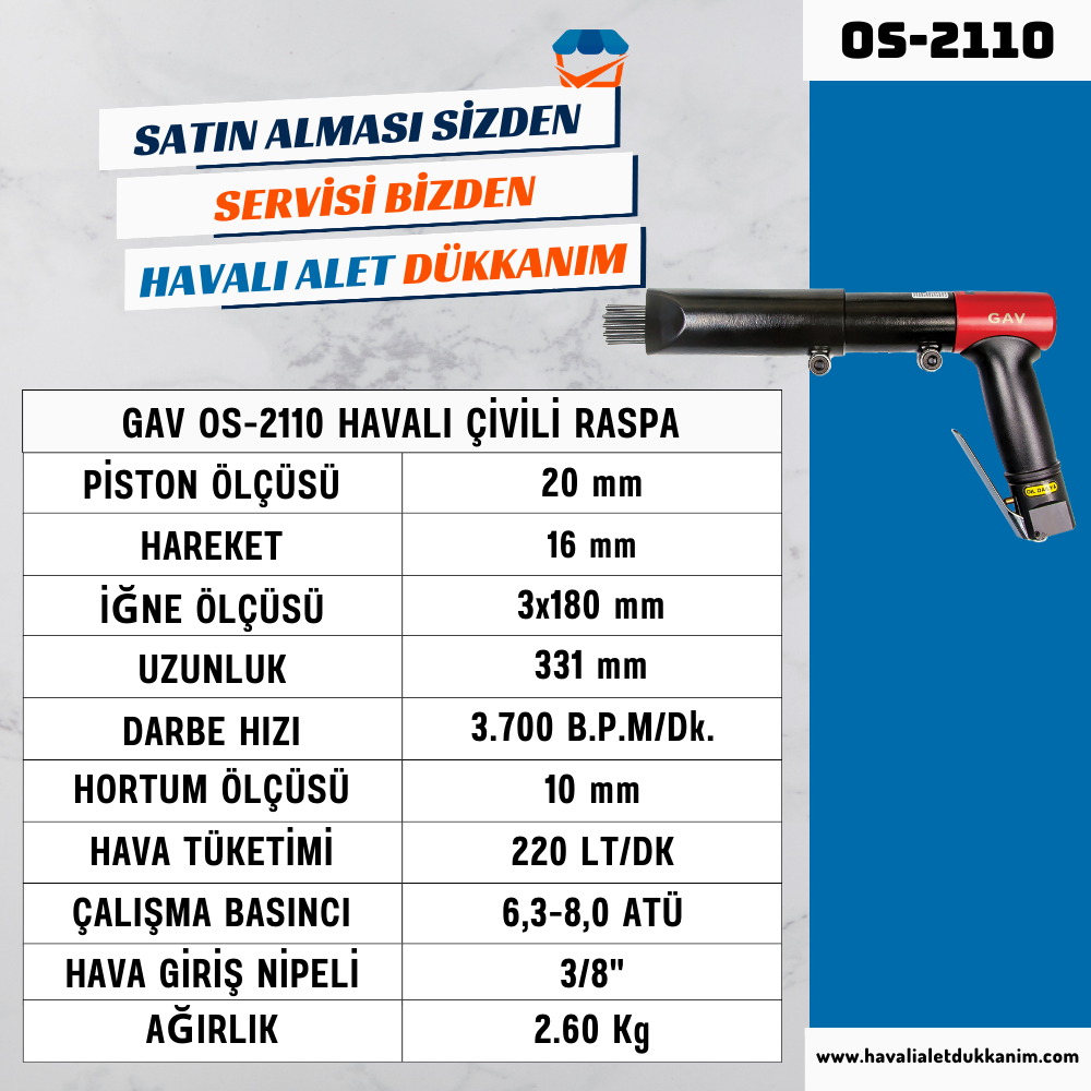 GAV OS-2110 Havalı Çivili Raspa