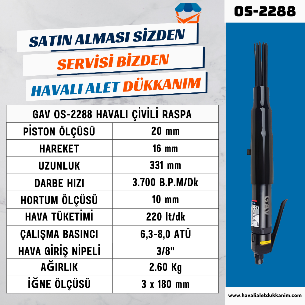GAV OS-2288 Havalı Çivili Raspa