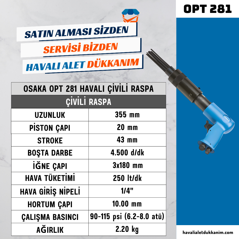 OSAKA OPT 281 Havalı Çivili Raspa