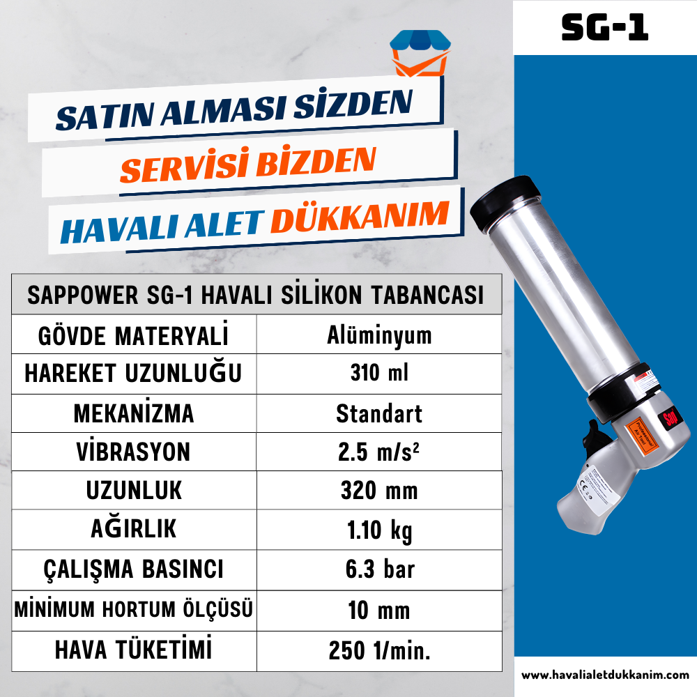 SAPPOWER SG-1 Havalı Silikon Tabancası