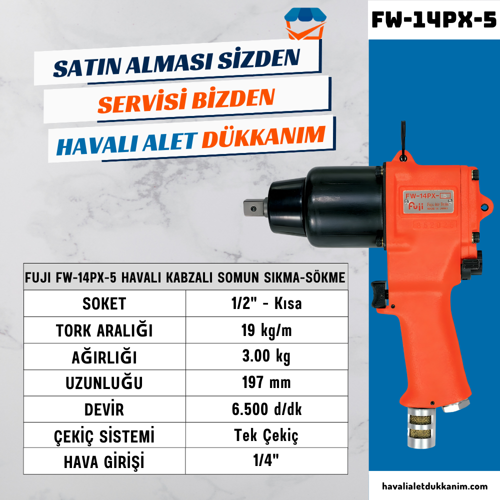 FUJI FW-14PX-5 Havalı Kabzalı Somun Sıkma-Sökme 1/2