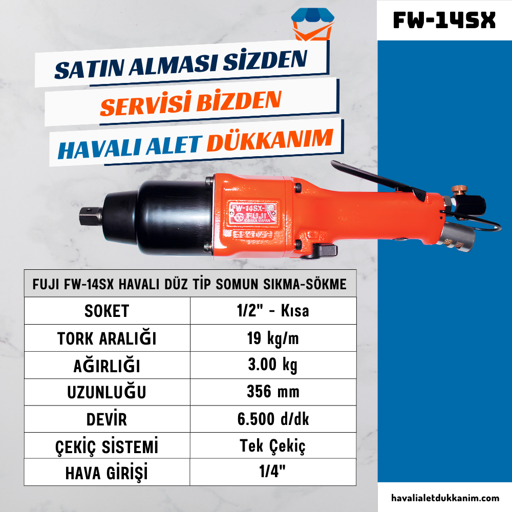 FUJI FW-14SX Havalı Düz Tip Somun Sıkma-Sökme 1/2