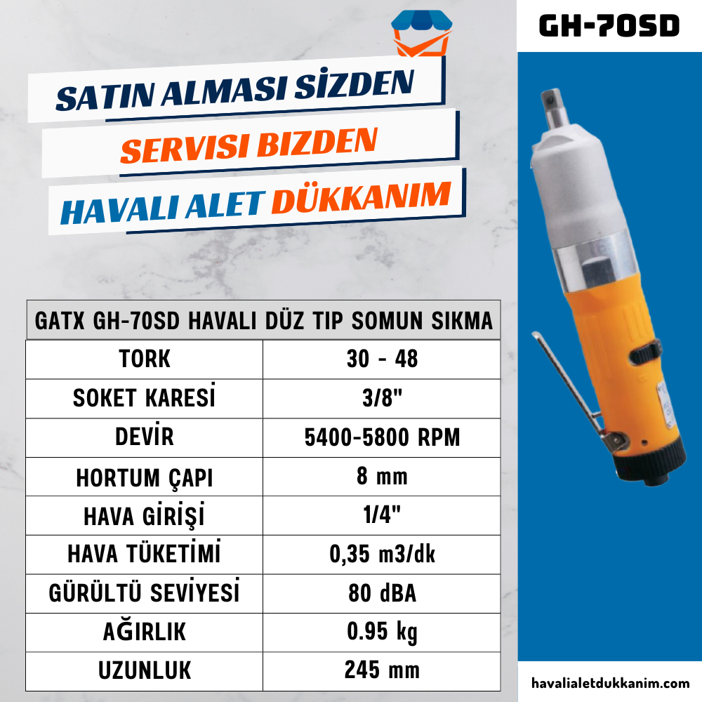GATX GH-70SD Havalı Düz Tip Somun Sıkma