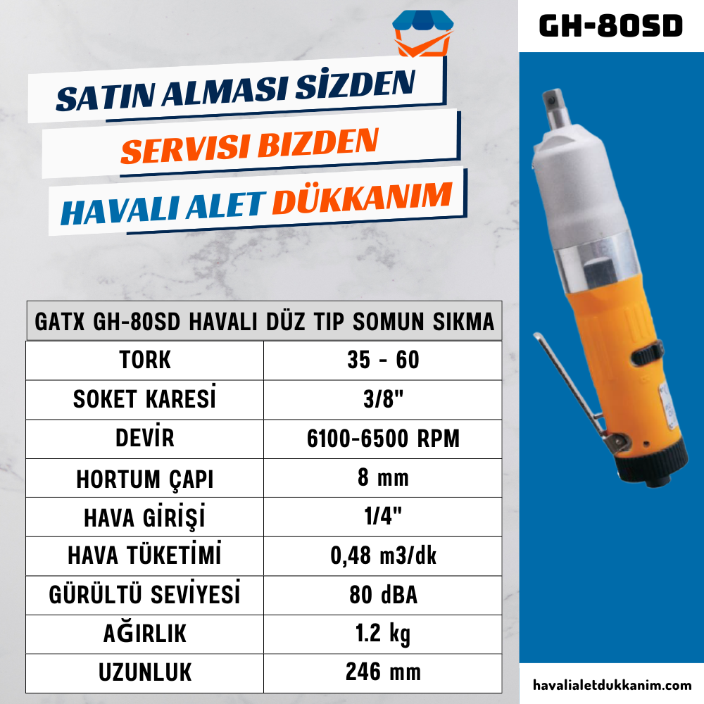 GATX GH-80SD Havalı Düz Tip Somun Sıkma