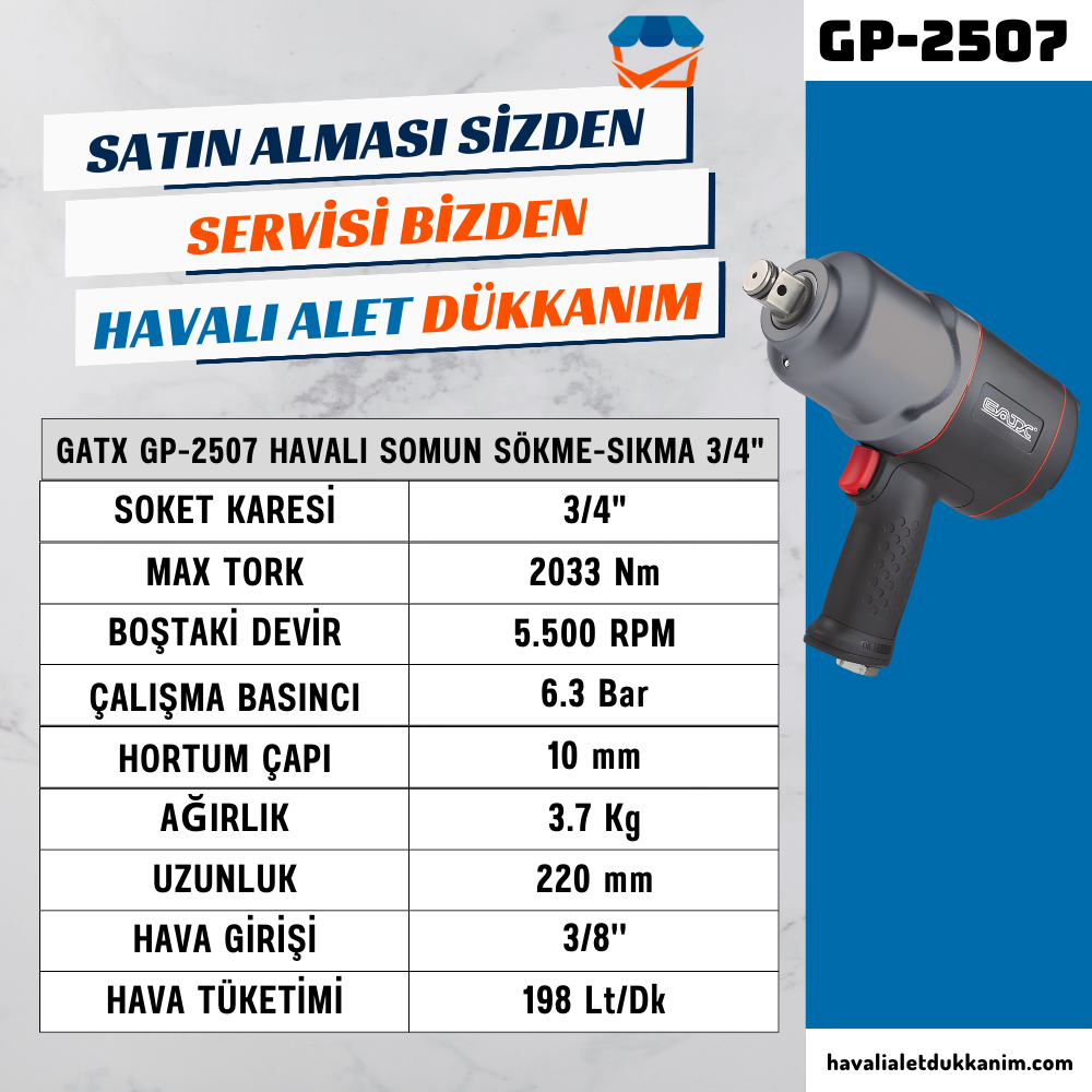 GATX GP-2507 Havalı Somun Sökme-Sıkma 3/4