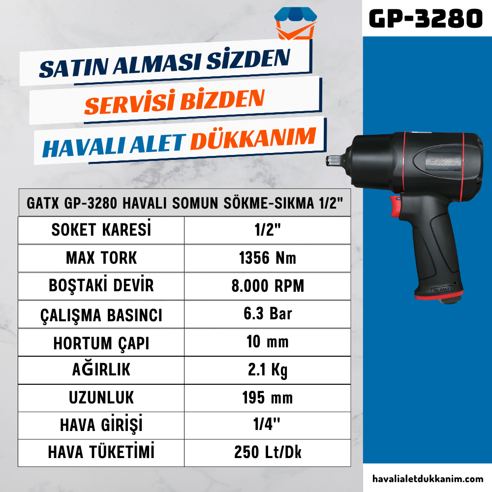 GATX GP-3280 Havalı Somun Sökme-Sıkma 1/2