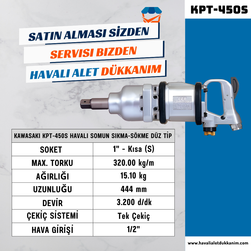 KAWASAKI KPT-450S Havalı Somun Sıkma-Sökme Düz Tip 1