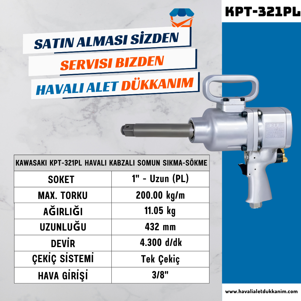 KAWASAKI KPT-321PL Havalı Kabzalı Somun Sıkma-Sökme 1