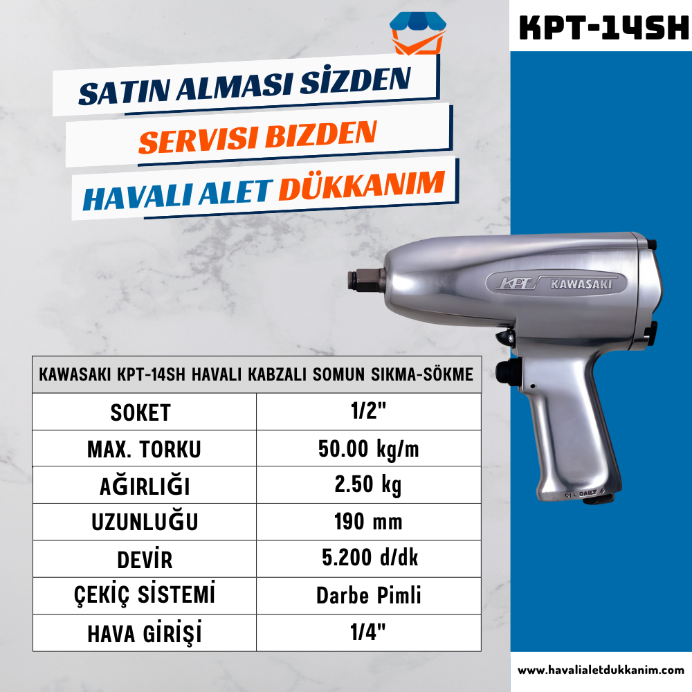 KAWASAKI KPT-14SH Havalı Kabzalı Somun Sıkma-Sökme 1/2