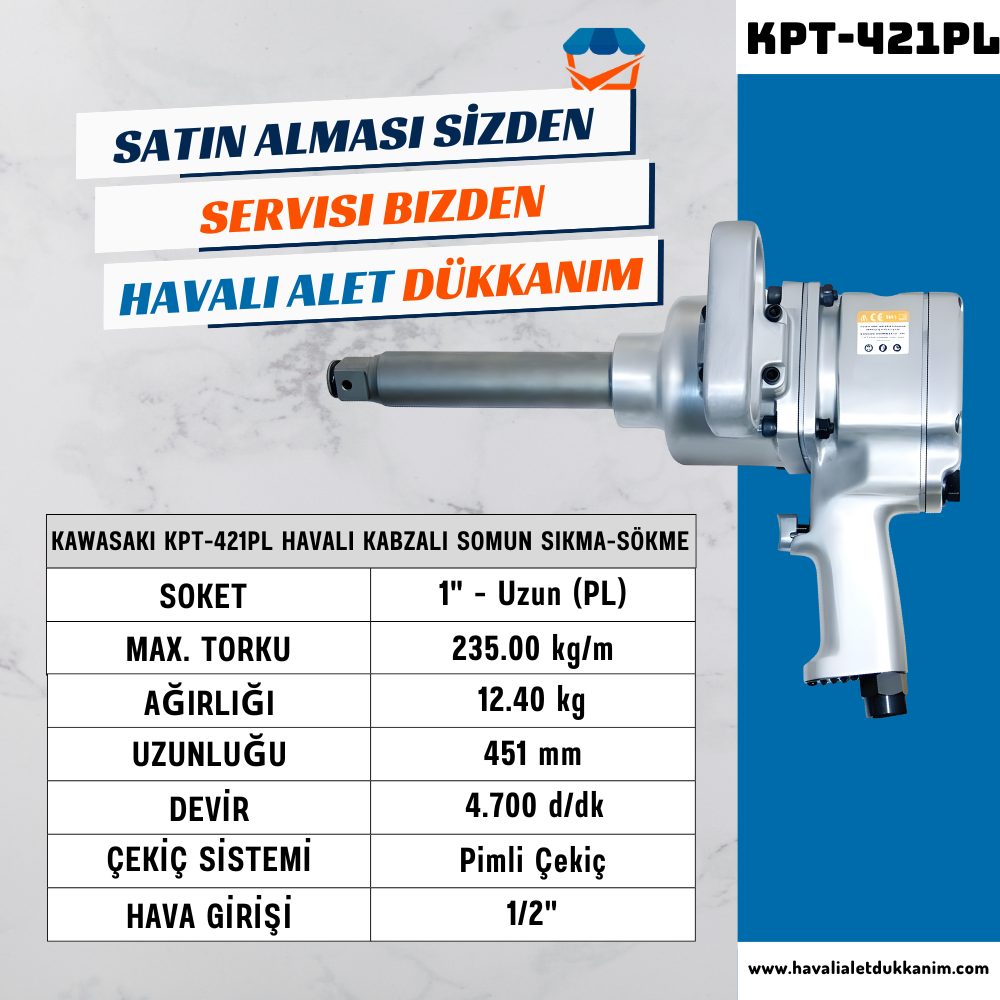 KAWASAKI KPT-421PL Havalı Kabzalı Somun Sıkma-Sökme 1