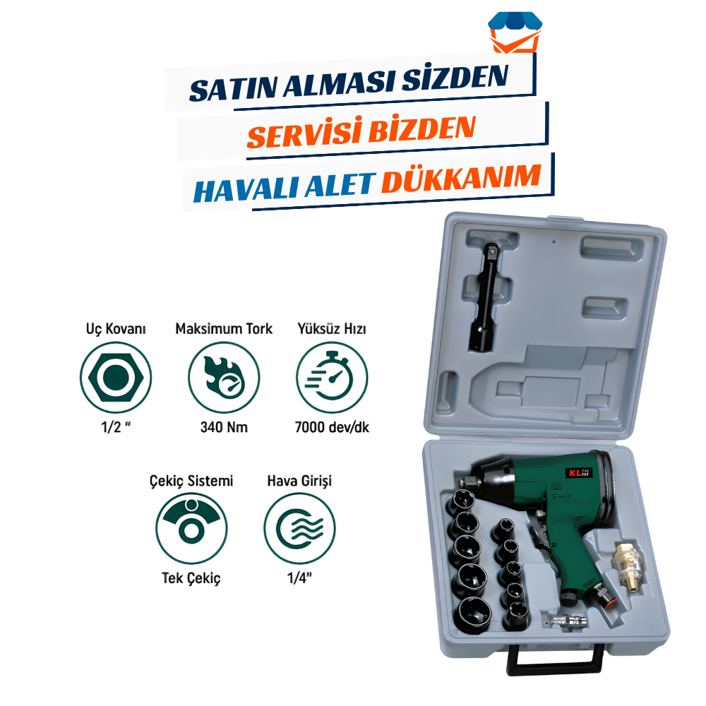 KL PRO KLHA403K Havalı Darbeli Somun Sıkma-Sökme Seti