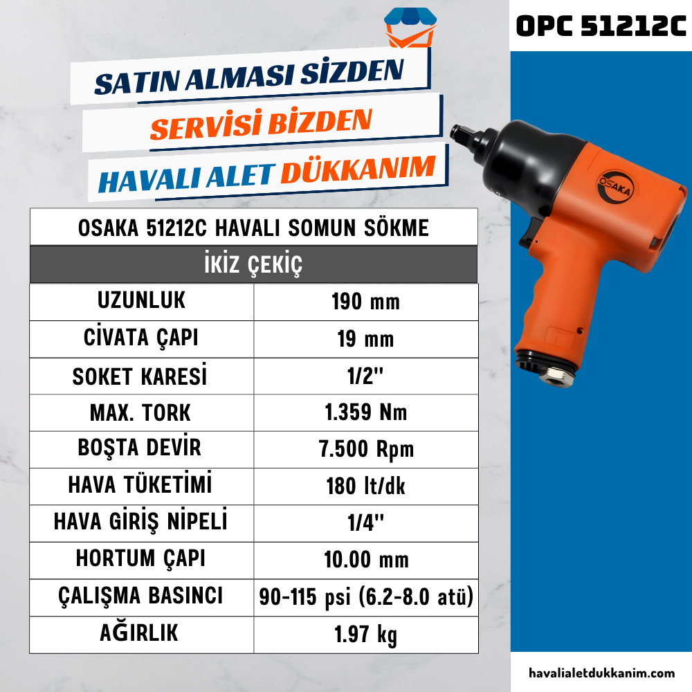 OSAKA OPC 51212C Havalı Somun Sökme 1/2