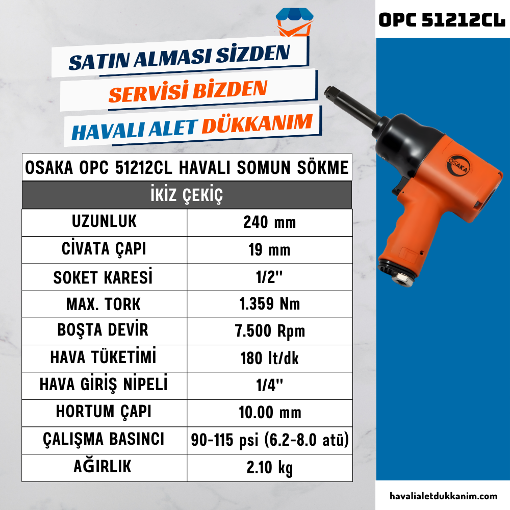 OSAKA OPC 51212CL Havalı Somun Sökme 1/2