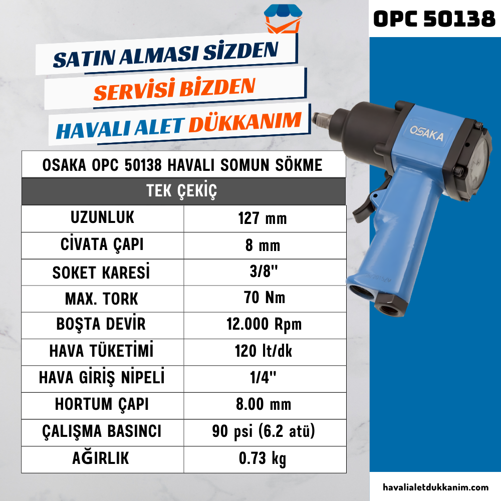 OSAKA OPC 50138 Havalı Somun Sökme 3/8