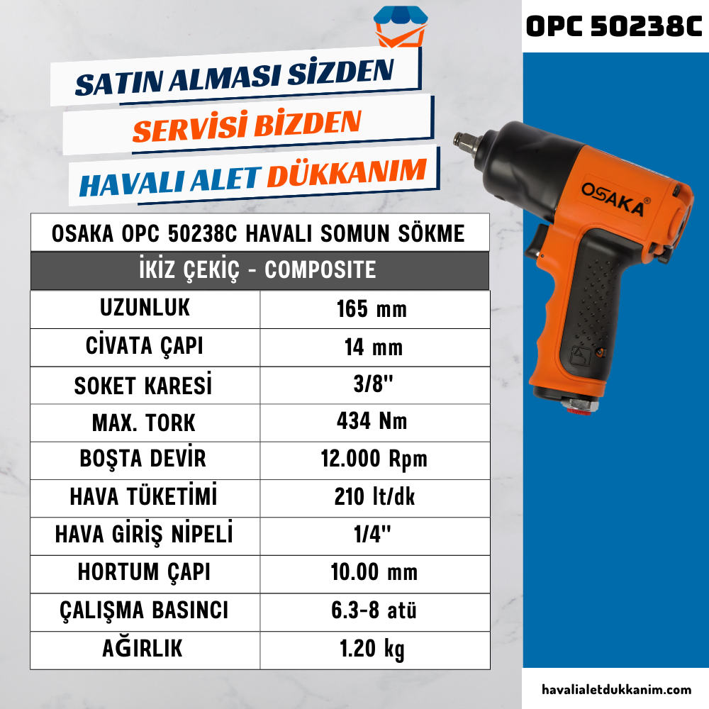 OSAKA OPC 50238C Havalı Somun Sökme 3/8