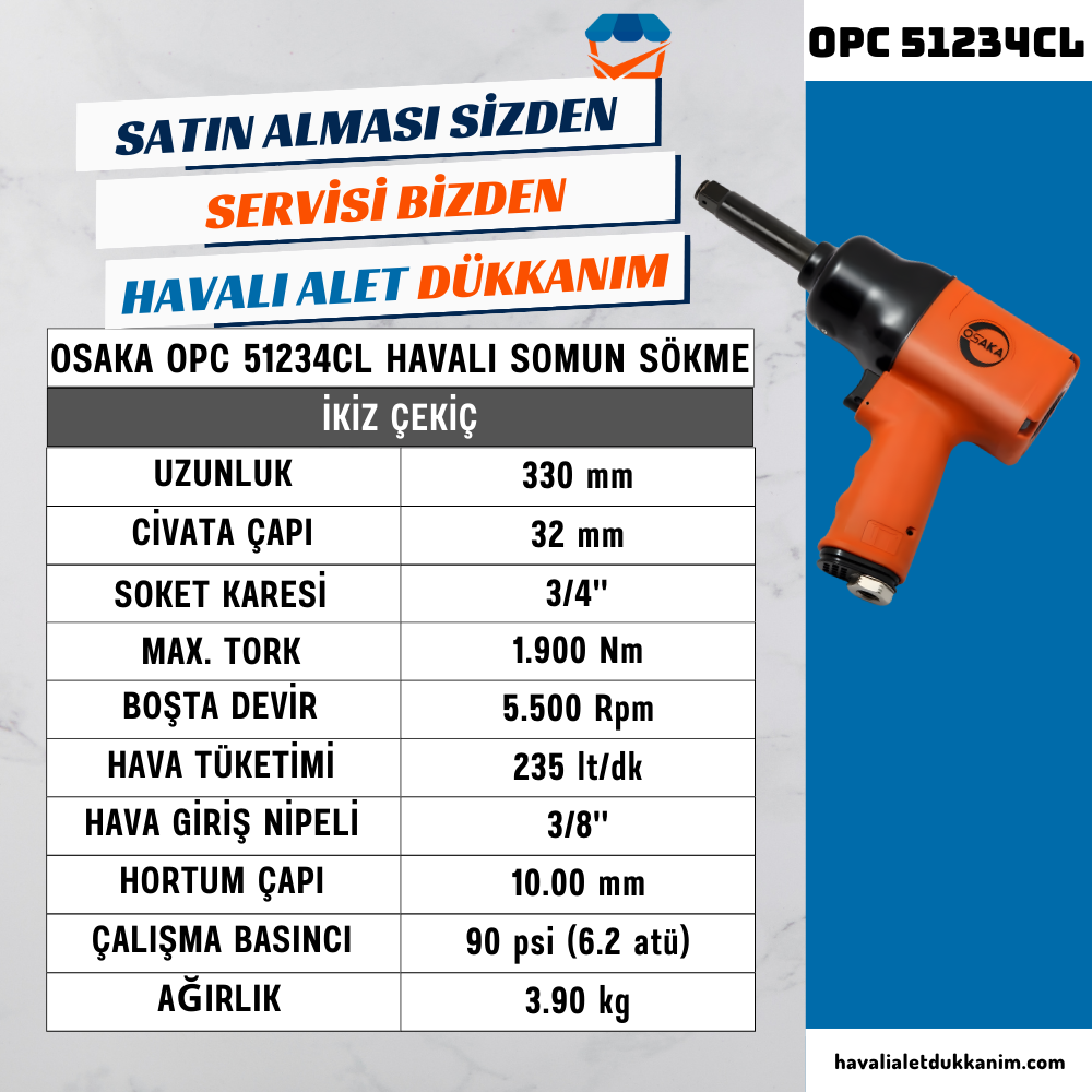 OSAKA OPC 51234CL Havalı Somun Sökme 3/4