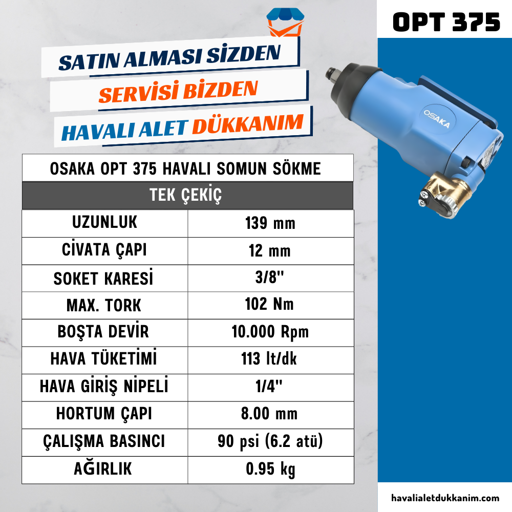 OSAKA OPT 375 Havalı Somun Sökme 3/8