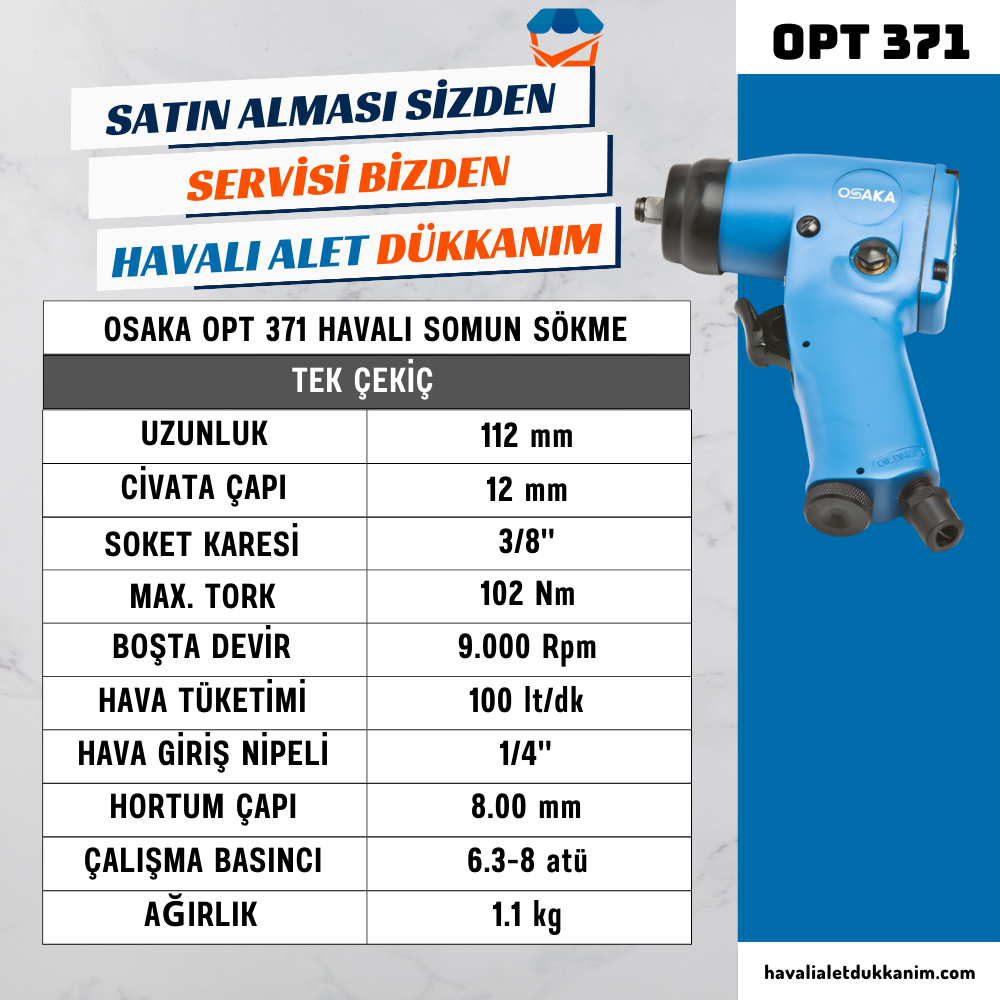 OSAKA OPT 371 Havalı Somun Sökme 3/8