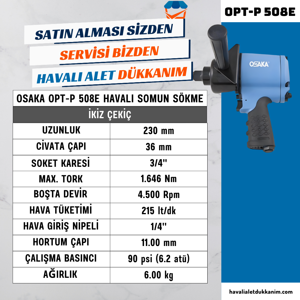 OSAKA OPT-P 508E Havalı Somun Sökme 3/4