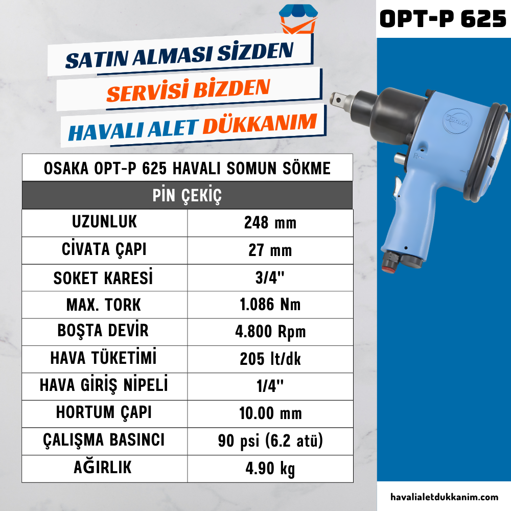 OSAKA OPT-P 625 Havalı Somun Sökme 3/4