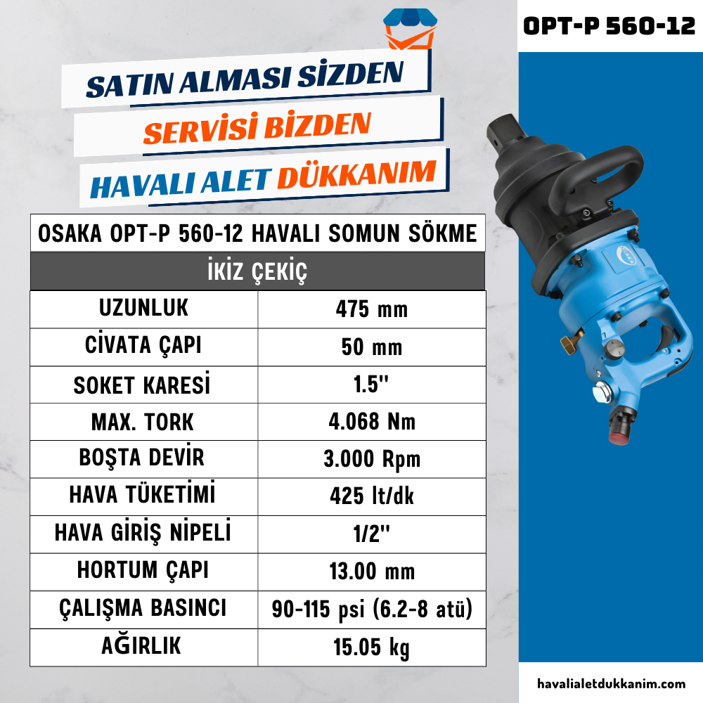 OSAKA OPT-P 560-12 Havalı Somun Sökme 1.5