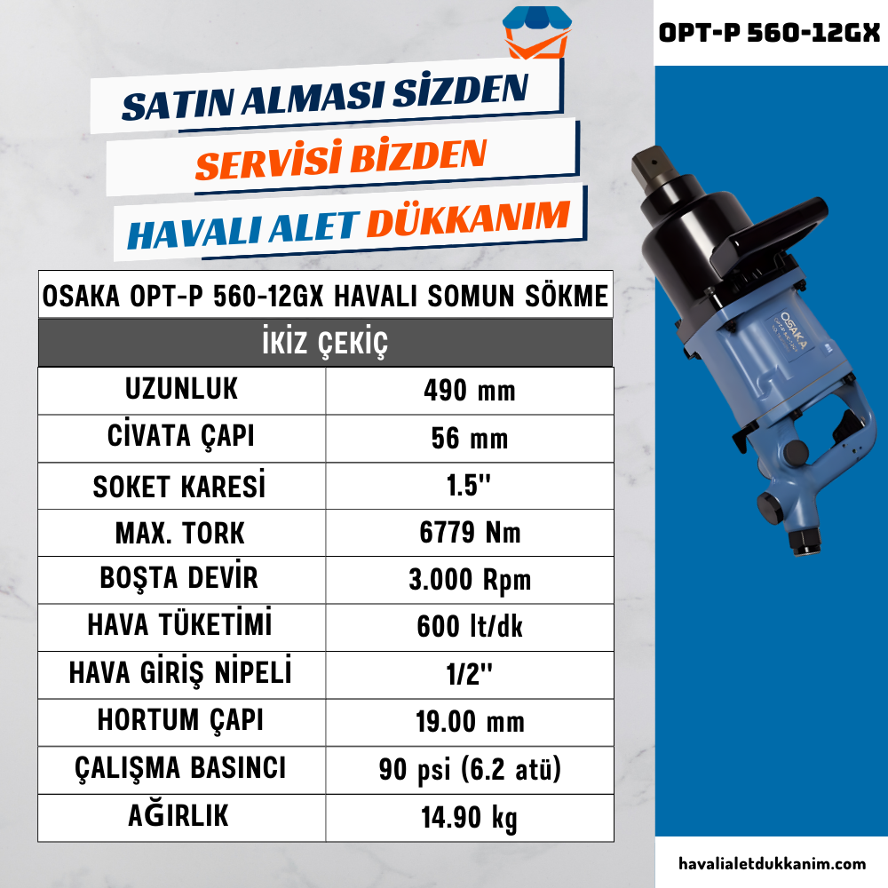 OSAKA OPT-P 560-12GX Havalı Somun Sökme 1.5