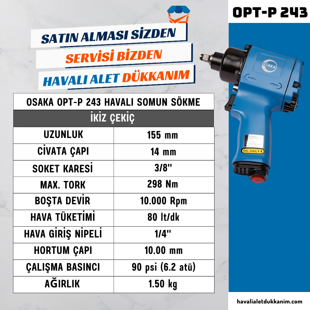 OSAKA OPT-P 243 Havalı Somun Sökme 3/8