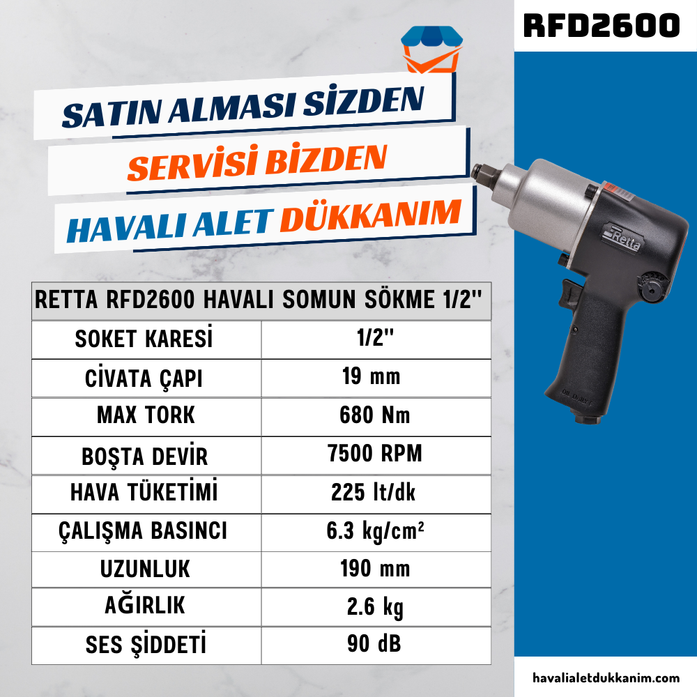 RETTA RFD2600 Havalı Somun Sökme 1/2
