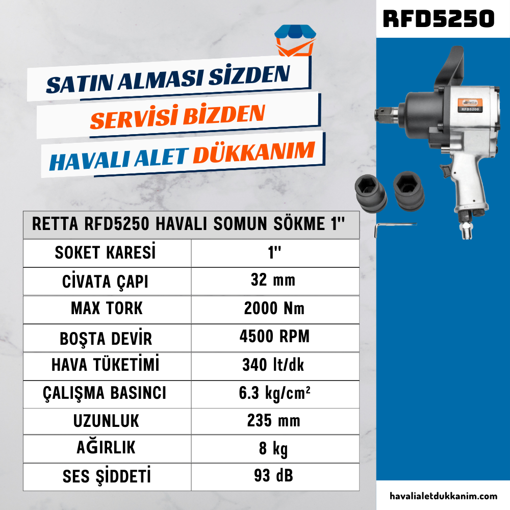 RETTA RFD5250 Havalı Somun Sökme 1