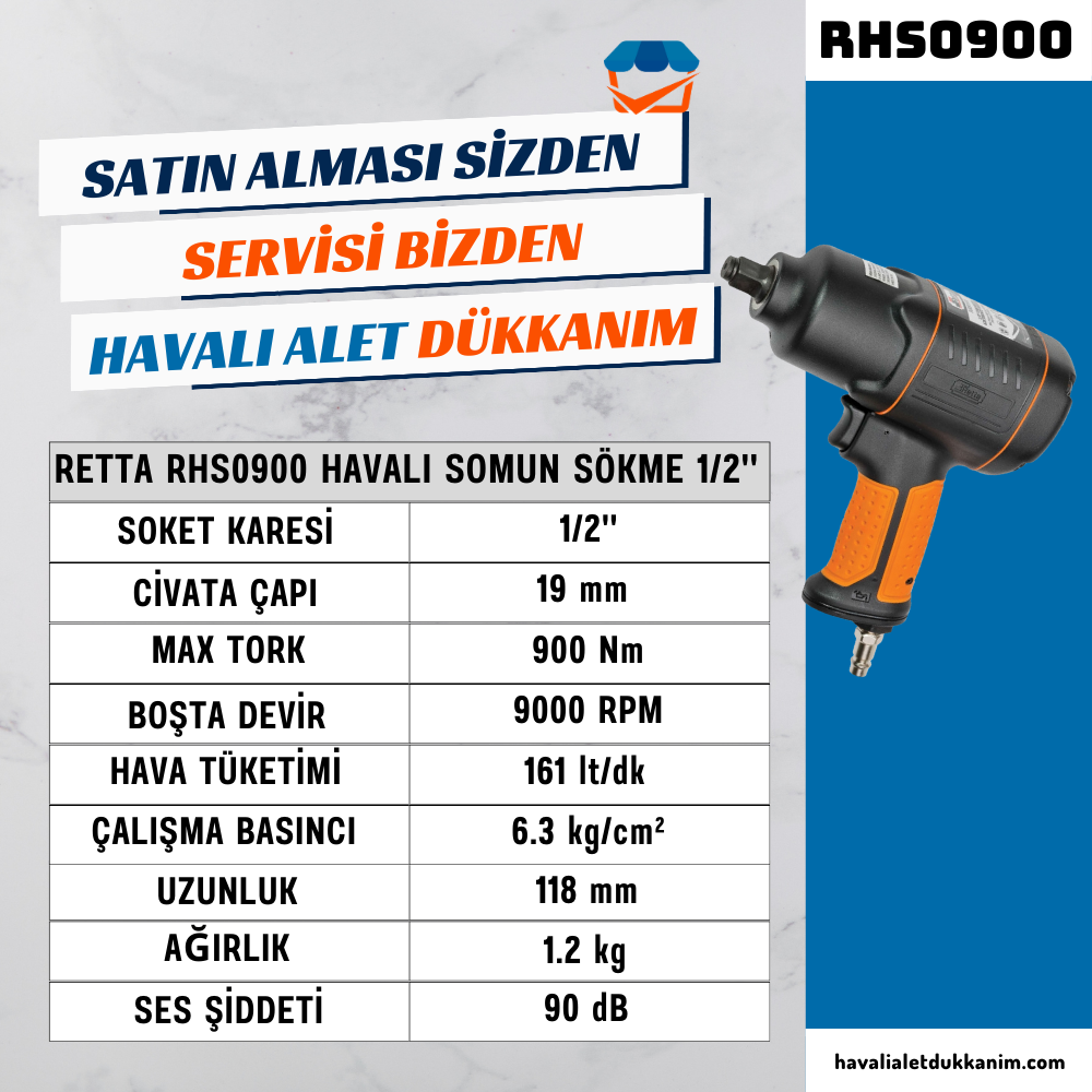 RETTA RHS0900 Havalı Somun Sökme 1/2