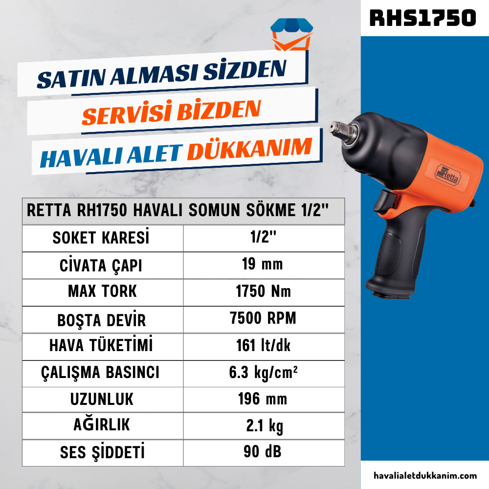RETTA RHS1750 Havalı Somun Sökme 1/2