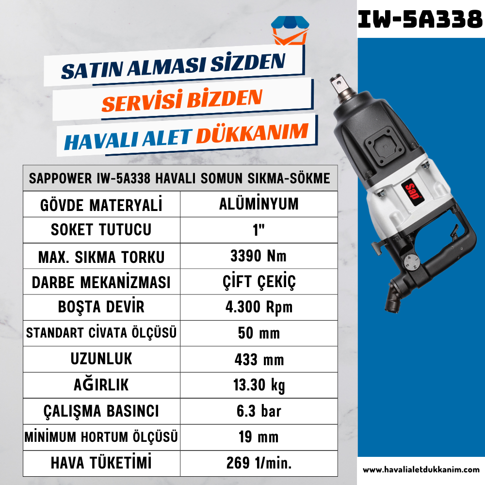 SAPPOWER IW-5A338 Havalı Somun Sıkma-Sökme 1