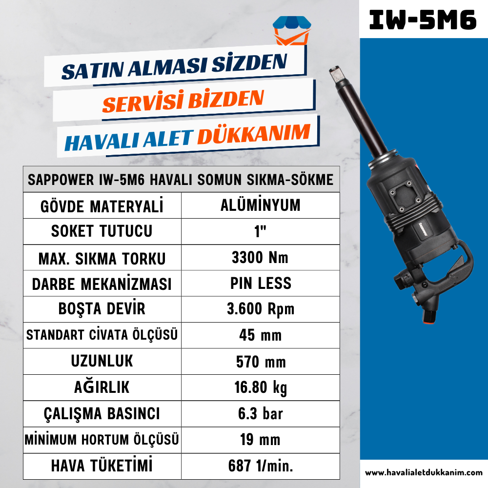 SAPPOWER IW-5M6 Havalı Somun Sıkma-Sökme 1