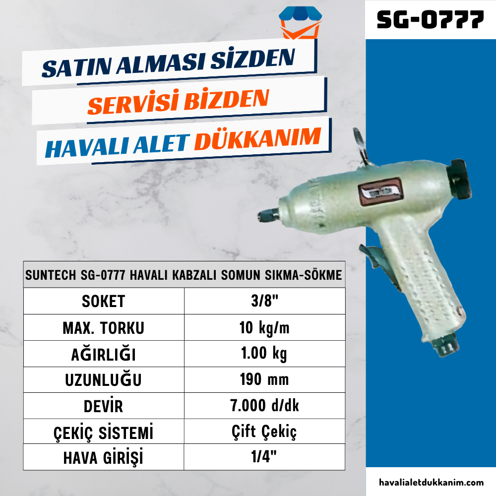 SUNTECH SG-0777 Havalı Kabzalı Somun Sıkma-Sökme 3/8