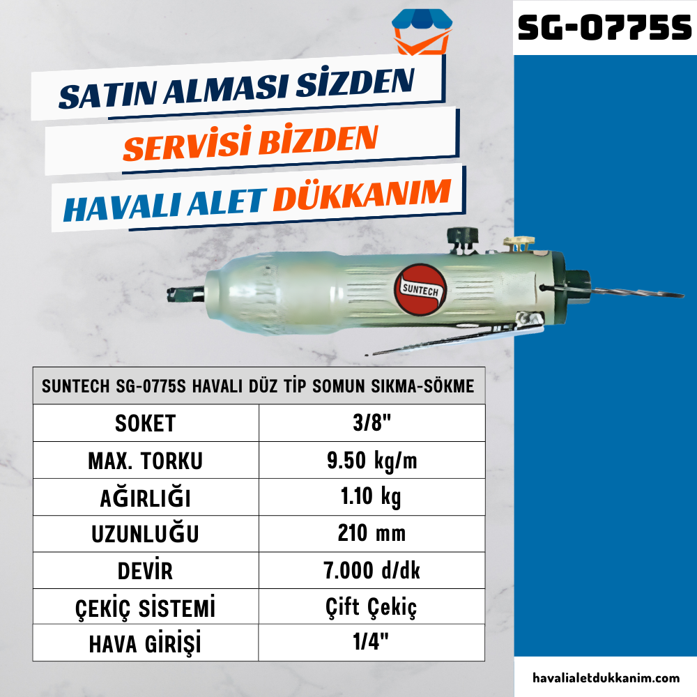 SUNTECH SG-0775S Havalı Düz Tip Somun Sıkma-Sökme 3/8