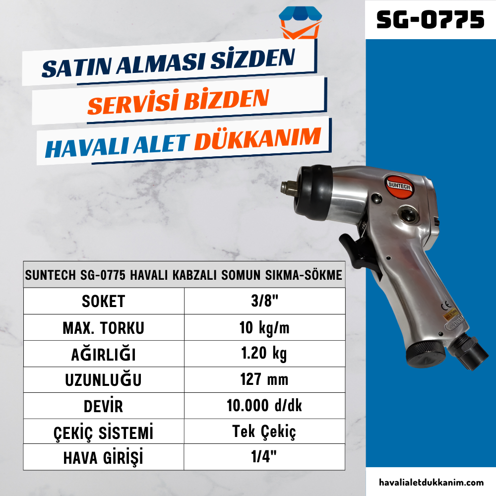 SUNTECH SG-0775 Havalı Kabzalı Somun Sıkma-Sökme 3/8