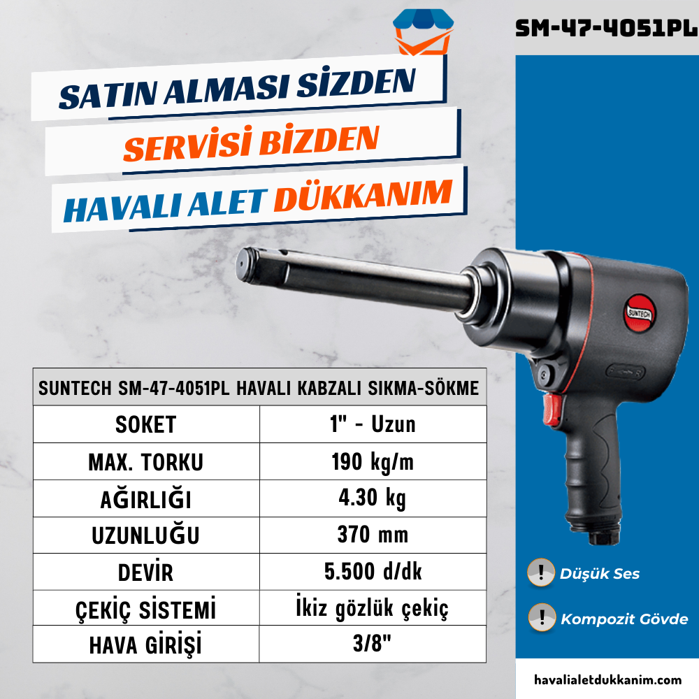 SUNTECH SM-47-4051PL Havalı Kabzalı Somun Sıkma-Sökme 1