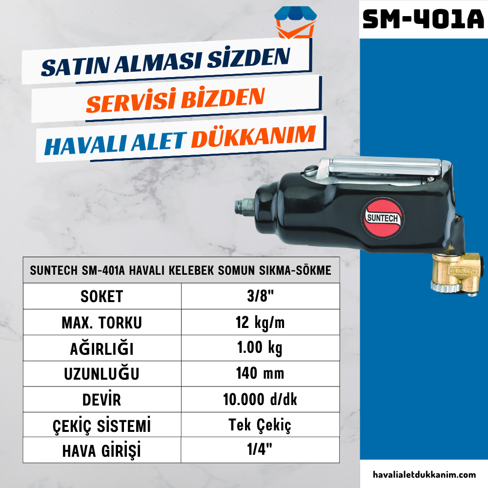 SUNTECH SM-401A Havalı Kelebek Somun Sıkma-Sökme 3/8