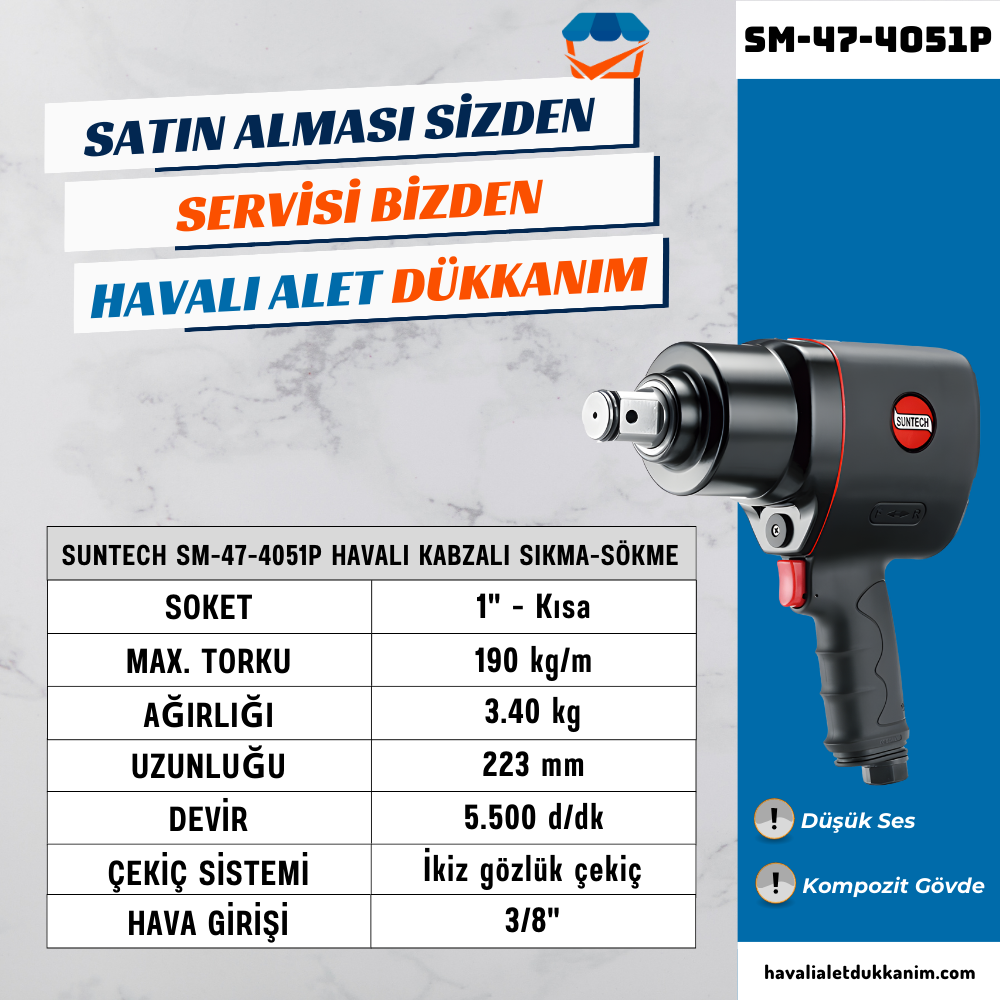 SUNTECH SM-47-4051P Havalı Kabzalı Somun Sıkma-Sökme 1