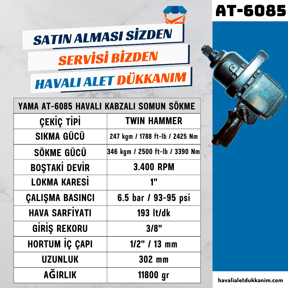 YAMA AT-6085P Havalı Kabzalı Somun Sökme 1