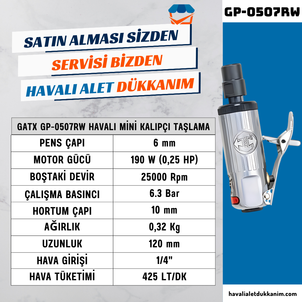 GATX GP-0507RW Havalı Mini Kalıpçı Taşlama