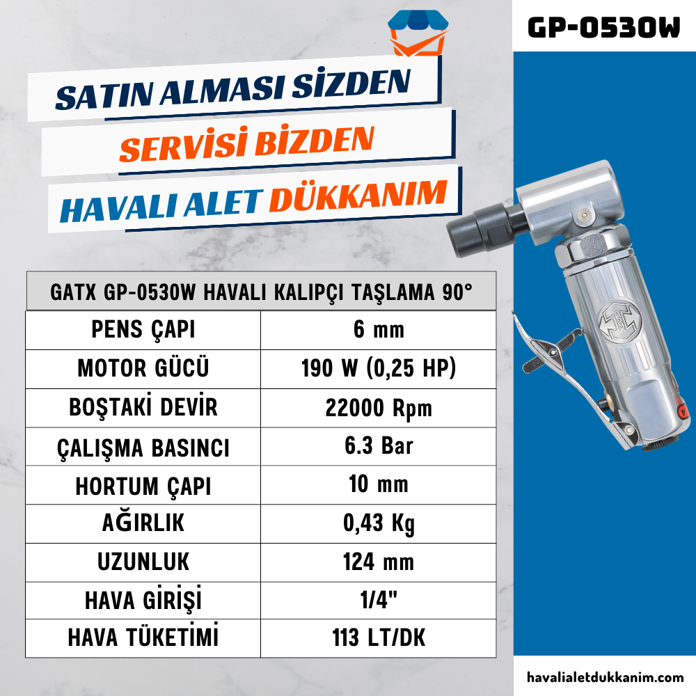 GATX GP-0530W Havalı Kalıpçı Taşlama 90°