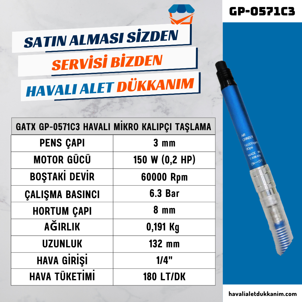GATX GP-0571C3 Havalı Mikro Kalıpçı Taşlama