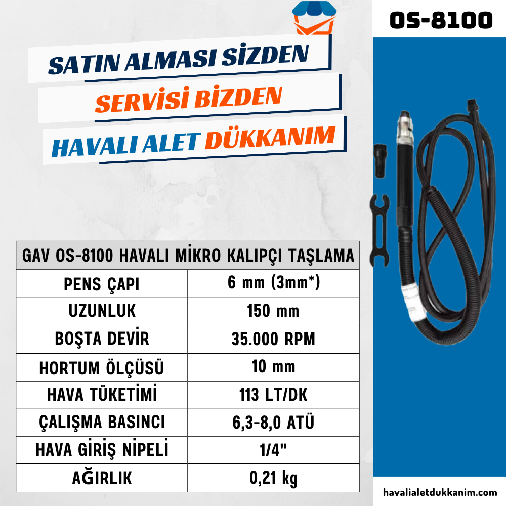 GAV OS-8100 Havalı Mikro Kalıpçı Taşlama