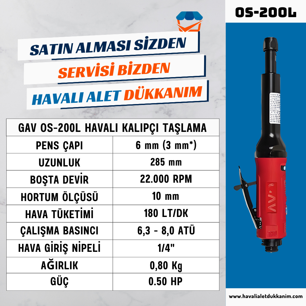GAV OS-200L Havalı Kalıpçı Taşlama