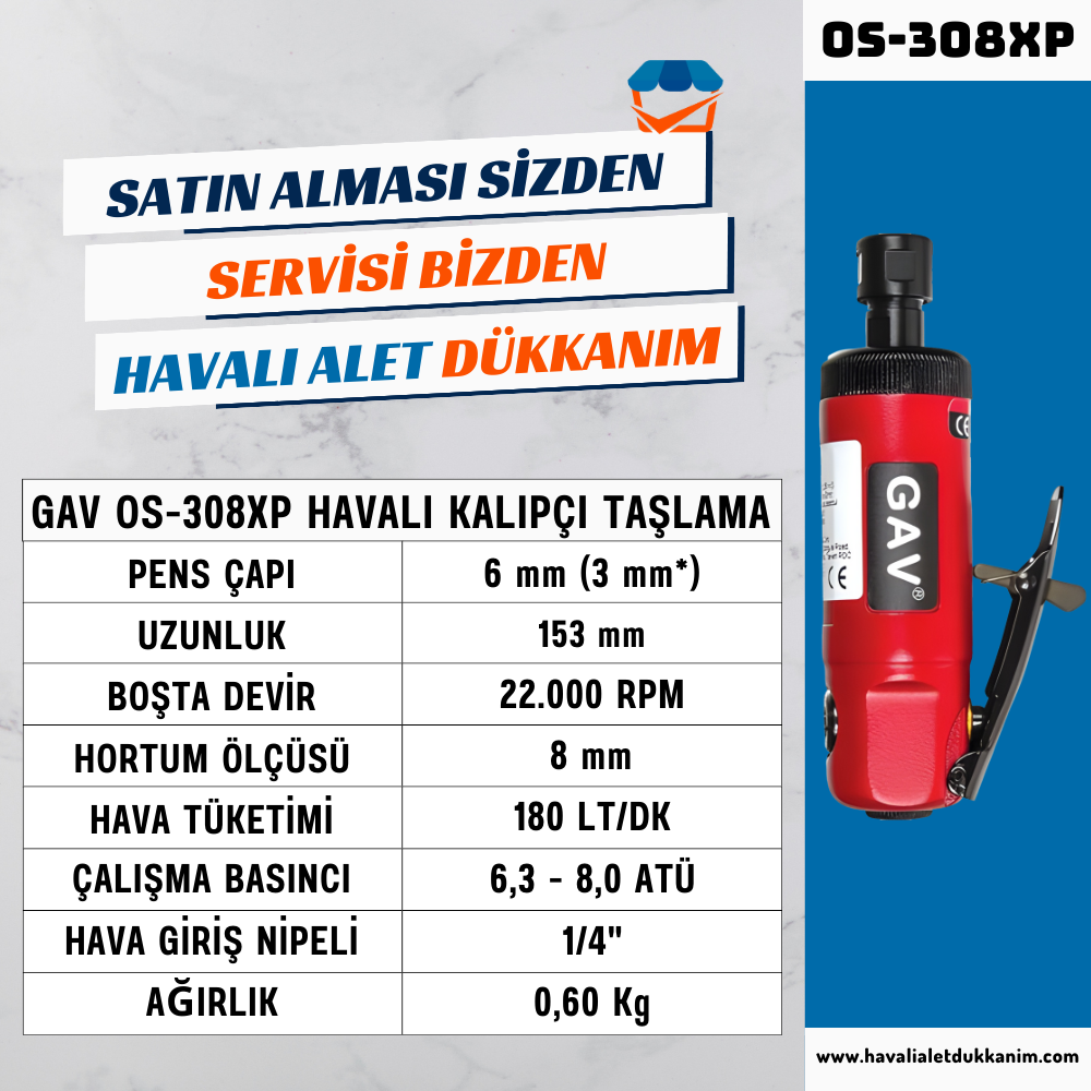 GAV OS-308XP Havalı Kalıpçı Taşlama