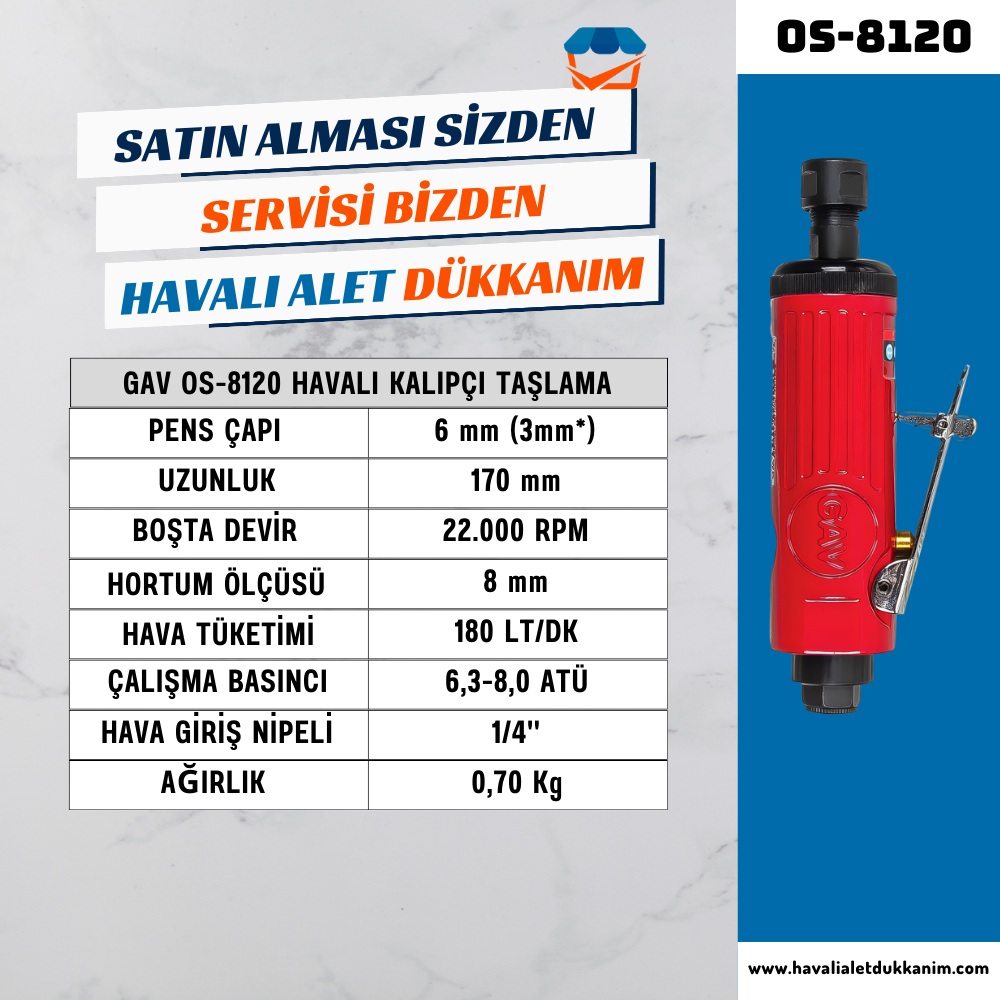 GAV OS-8120 Havalı Kalıpçı Taşlama
