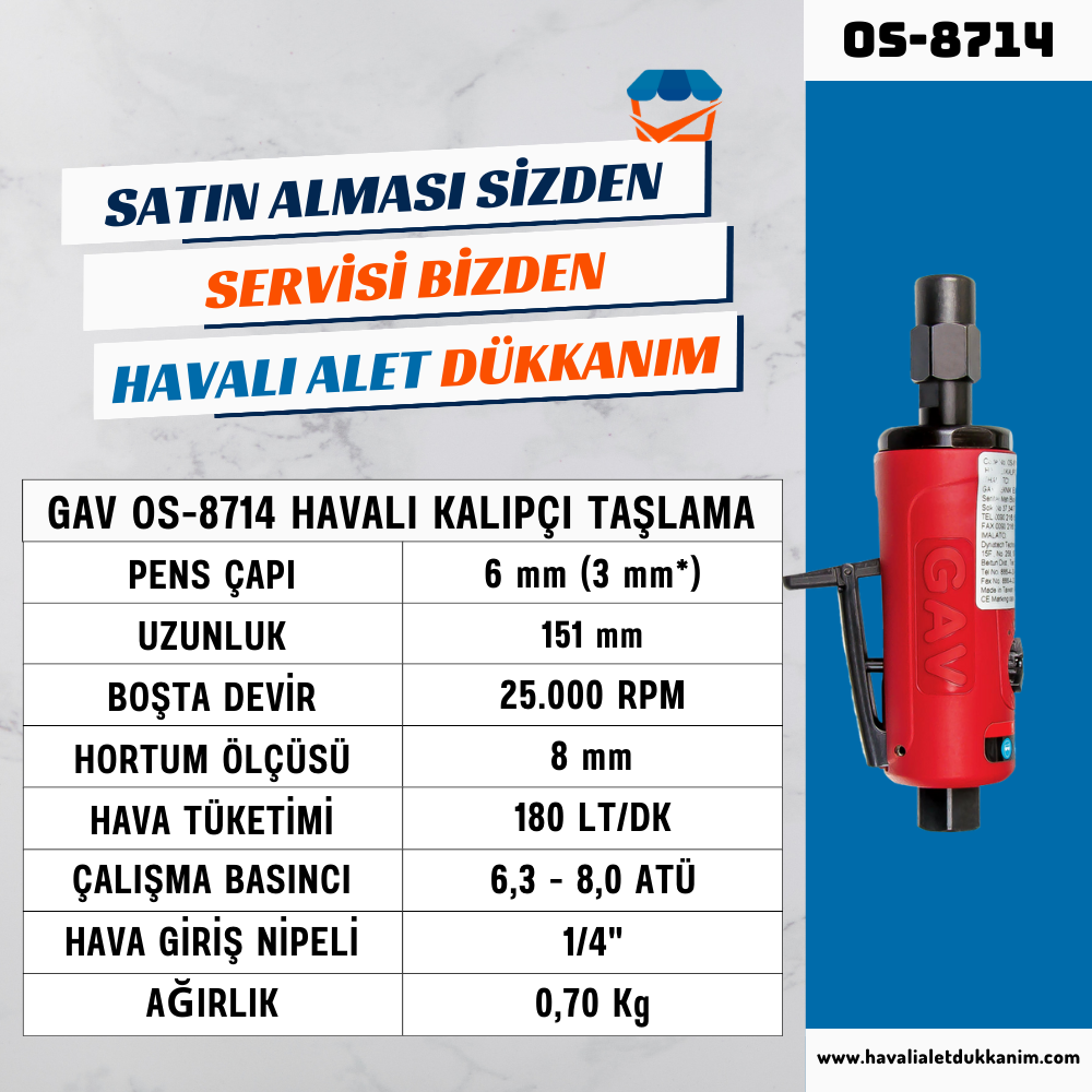 GAV OS-8714 Havalı Kalıpçı Taşlama